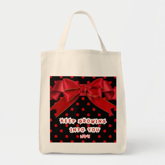 Persoonlijke Rode Stippen Boog Tas (Voorkant)