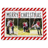 Persoonlijke rode strepen voor fijne kerst foto groot cadeauzakje (Voorkant)