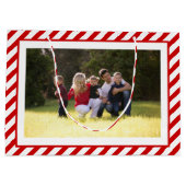 Persoonlijke rode strepen voor fijne kerst foto groot cadeauzakje (Achterkant)