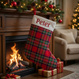 Persoonlijke Rode Tartan Kerstsok Kleine Kerstsok