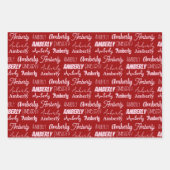 Persoonlijke Rode Typografie Naam Collage Kerstmis Inpakpapier Vel (Voorkant 2)