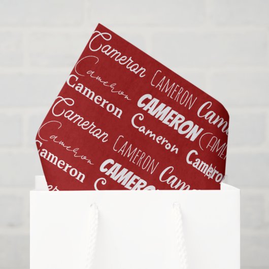Persoonlijke Rode Typografie Naam Collage Kerstmis Tissuepapier (Cadeauzakje)