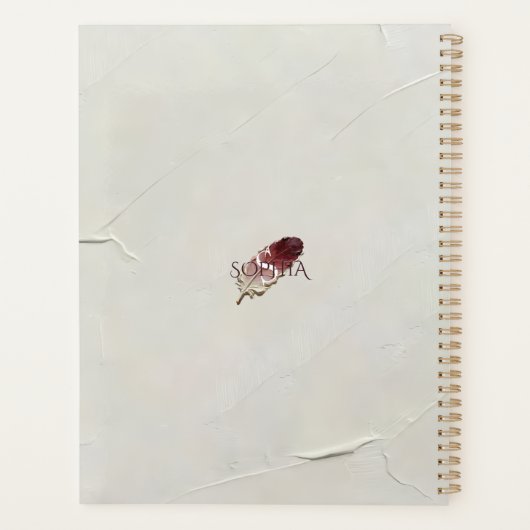 Persoonlijke Rode Veer Aangepaste Naam Monogram Planner (Achterkant)
