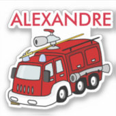 Persoonlijke Rode Vuurtruck Sticker (Voorkant)