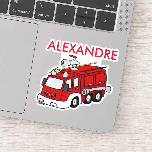 Persoonlijke Rode Vuurtruck Sticker (Detail)