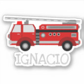 Persoonlijke Rode Vuurtruck Sticker (Voorkant)