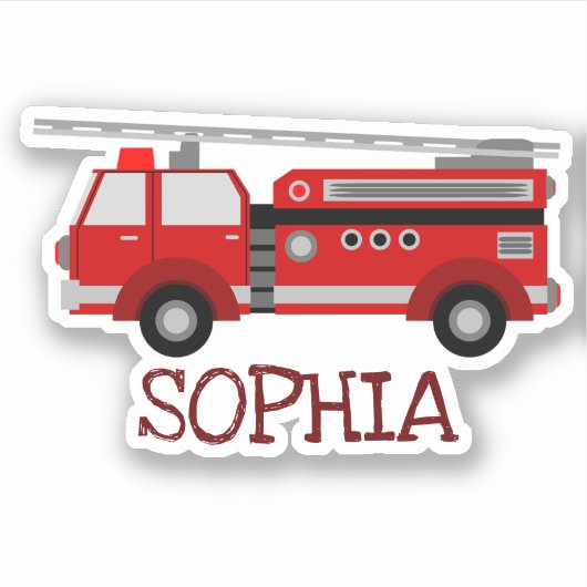 Persoonlijke Rode Vuurtruck Sticker (Voorkant)