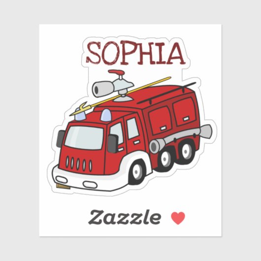 Persoonlijke Rode Vuurtruck Sticker (Vel)