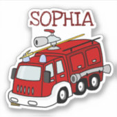 Persoonlijke Rode Vuurtruck Sticker (Voorkant)