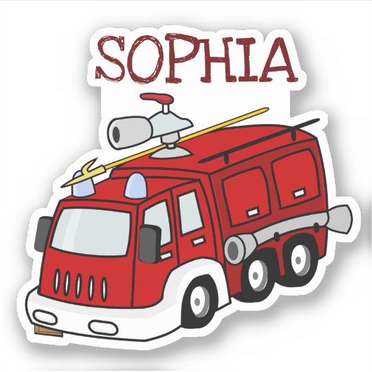 Persoonlijke Rode Vuurtruck Sticker (Voorkant)