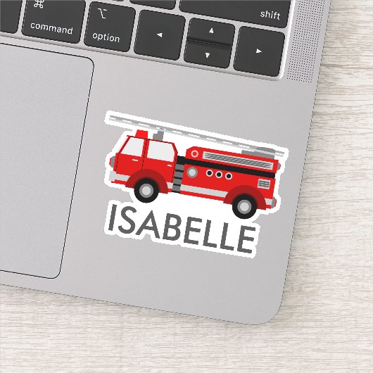 Persoonlijke Rode Vuurtruck Sticker (Detail)