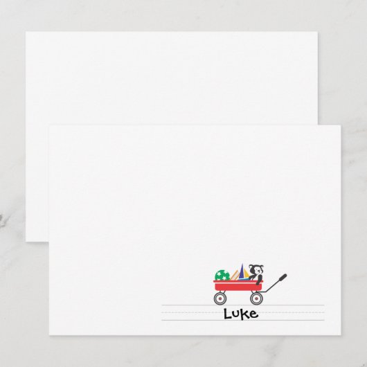 Persoonlijke Rode Wagon-flatkaart Notitiekaartje (Voorkant / Achterkant)