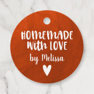 Persoonlijke Rode Waterverf Homemade met liefde Bedankjes Labels