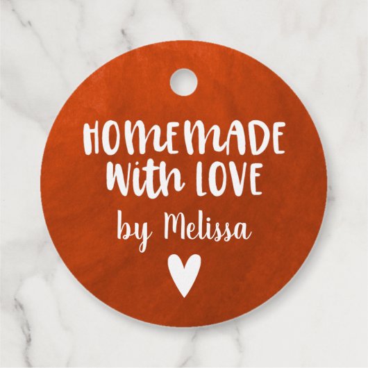 Persoonlijke Rode Waterverf Homemade met liefde Bedankjes Labels (Achterkant)