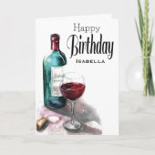 Persoonlijke rode wijn Gefeliciteerd verjaardagska Kaart (Voorkant)