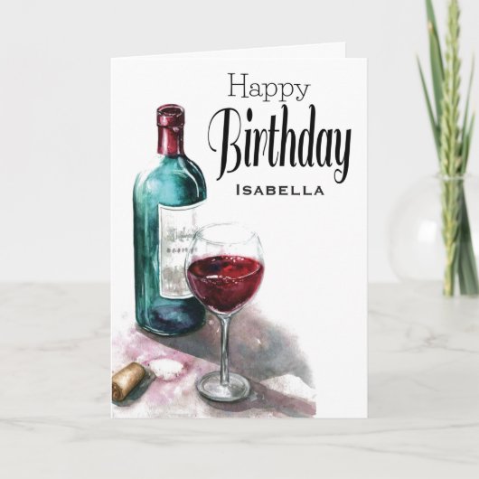 Persoonlijke rode wijn Gefeliciteerd verjaardagska Kaart (Voorkant)