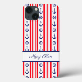 Persoonlijke Rode Witte Blauwe Nautilsche Ankers Case-Mate iPhone Case
