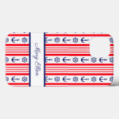 Persoonlijke Rode Witte Blauwe Nautilsche Ankers Case-Mate iPhone Case (Achterkant (horizontaal))