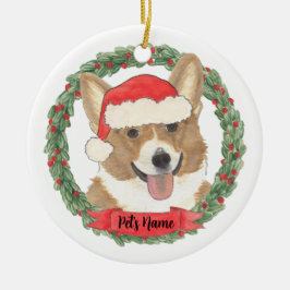 Persoonlijke Rode & Witte Corgi Kerstmis Keramisch Ornament