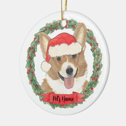 Persoonlijke Rode & Witte Corgi Kerstmis Keramisch Ornament (Links)