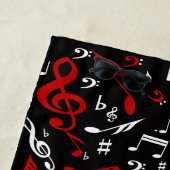 Persoonlijke Rode Witte en Zwarte Muzieknoden Strandlaken (In situ)