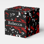 Persoonlijke Rode Witte en Zwarte Muzieknoten Bedankdoosjes (Voorkant Zijde)