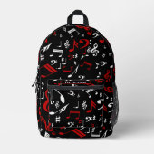 Persoonlijke Rode Witte en Zwarte Muzieknoten Bedrukte Rugzak (Voorkant)