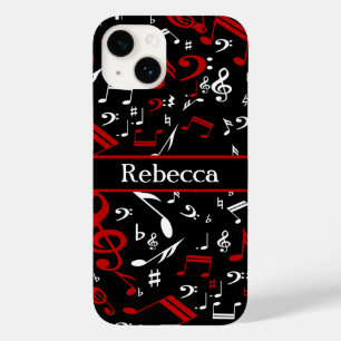 Persoonlijke Rode Witte en Zwarte Muzieknoten Case-Mate iPhone Case