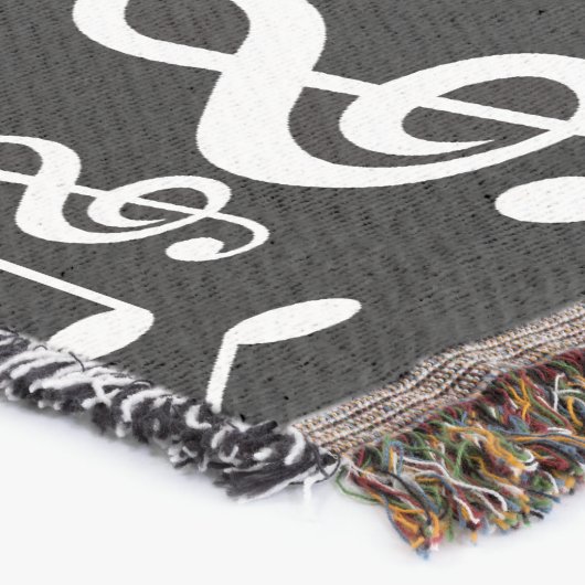 Persoonlijke Rode Witte en Zwarte Muzieknoten Deken (Hoek)