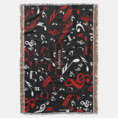 Persoonlijke Rode Witte en Zwarte Muzieknoten Deken (Voorkant Verticaal)