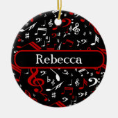 Persoonlijke Rode Witte en Zwarte Muzieknoten Keramisch Ornament (Voorkant)