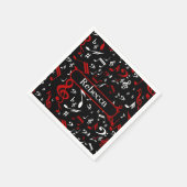 Persoonlijke Rode Witte en Zwarte Muzieknoten Servetten (Hoek)