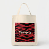 Persoonlijke Rode Zebra Wilde Dier Strepen Boodsch Tote Bag (Voorkant)