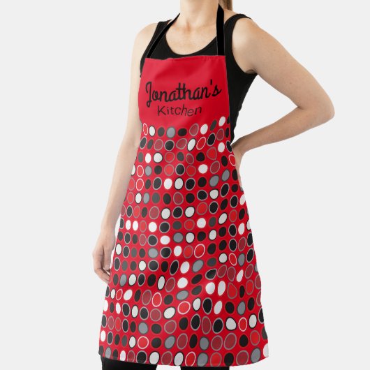 Persoonlijke rode, zwarte en grijze cirkels schort (Insitu)