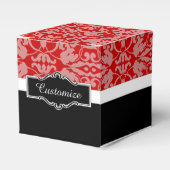 Persoonlijke rode zwarte & witte Damasdoos Bedankdoosjes (Voorkant Zijde)