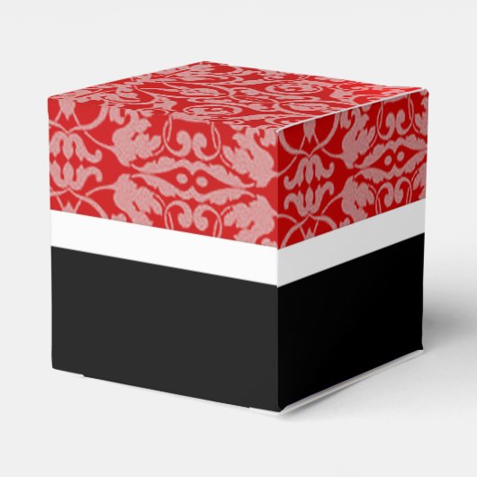 Persoonlijke rode zwarte & witte Damasdoos Bedankdoosjes (Achterkant)