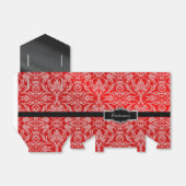 Persoonlijke rode zwarte & witte Damasvetdoos 2 Bedankdoosjes (Uitgevouwen)