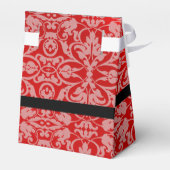 Persoonlijke rode zwarte & witte Damasvetdoos 2 Bedankdoosjes (Achterkant)