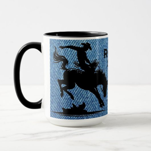 Persoonlijke Rodeo Ster Blauwe Denim Mok (Links)