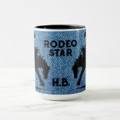 Persoonlijke Rodeo Ster Blauwe Denim Mok (Midden)