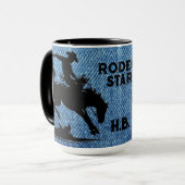 Persoonlijke Rodeo Ster Blauwe Denim Mok (Voorkant links)