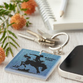 Persoonlijke Rodeo Ster Denim Sleutelhanger (Voorkant Rechts)