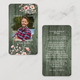 Persoonlijke roestieke bloemen foto-herdenkingskaa notitiekaartje