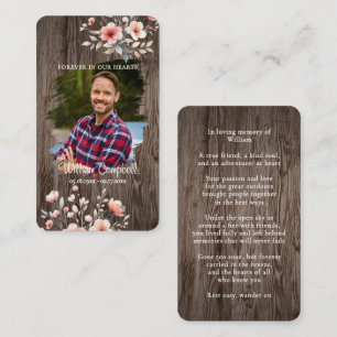 Persoonlijke roestieke bloemen foto-herdenkingskaa notitiekaartje