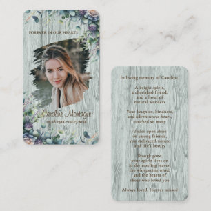 Persoonlijke roestieke bloemen foto-herdenkingskaa notitiekaartje