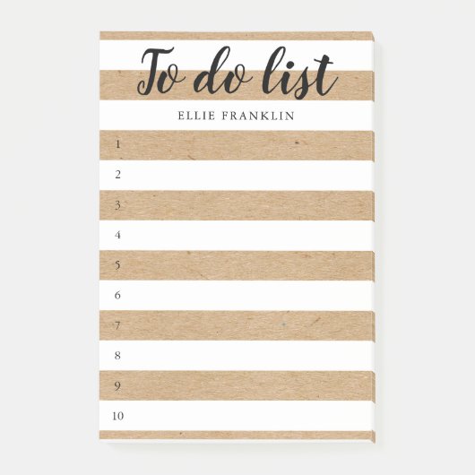 Persoonlijke Roestige Kraft Gestreepte Takenlijst Post-it® Notes (Voorkant)