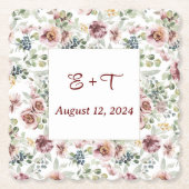 Persoonlijke romantische bloemige pastelkleurige p kartonnen onderzetters (Voorkant)