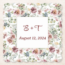 Persoonlijke romantische bloemige pastelkleurige p kartonnen onderzetters