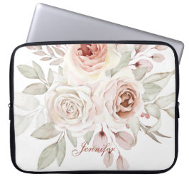 Persoonlijke Romantische Pastel Waterverf Roos Laptop Sleeve