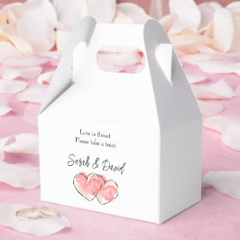 Persoonlijke Romantische Roze Waterverf Hart Bedankdoosjes